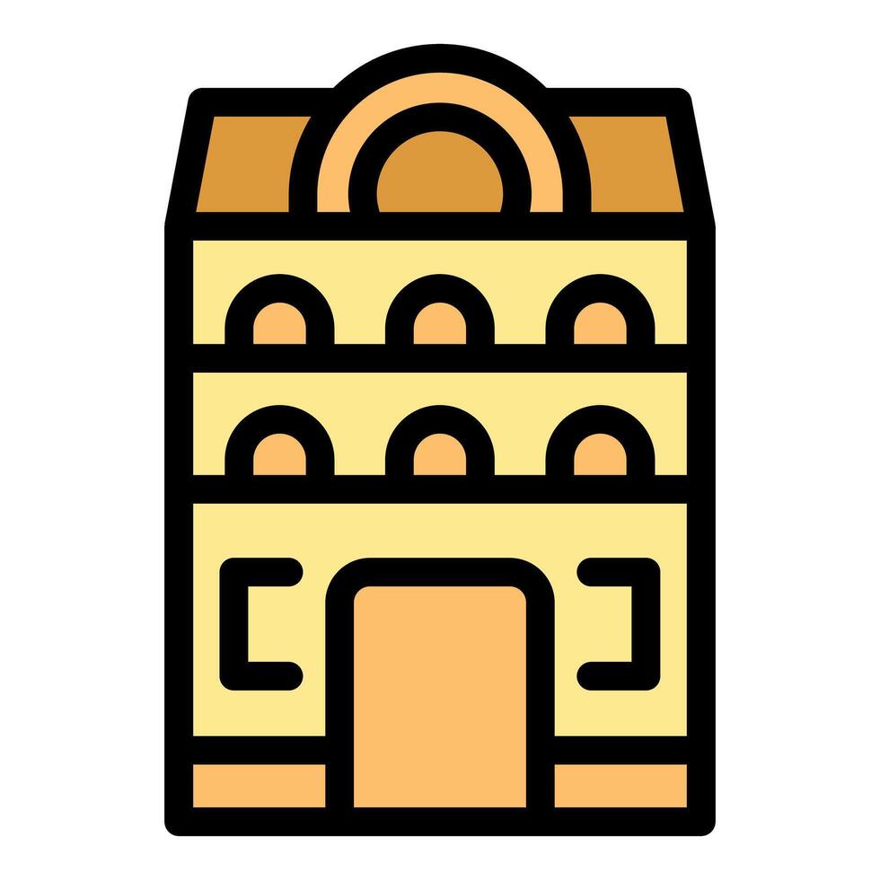Apartment building facade with arched windows and entrance door vector