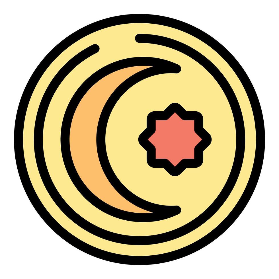 Golden islamic symbol showing crescent moon and star vector