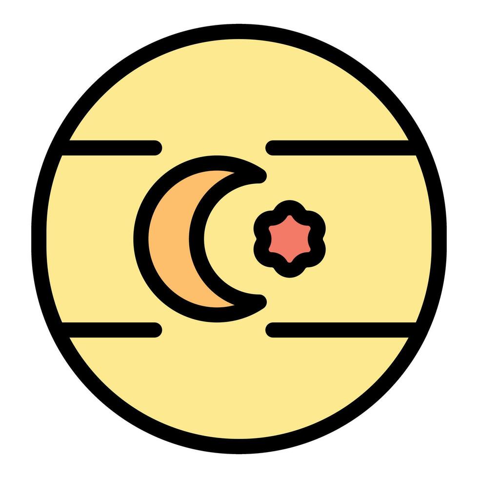 Stylized crescent moon and star on yellow background vector