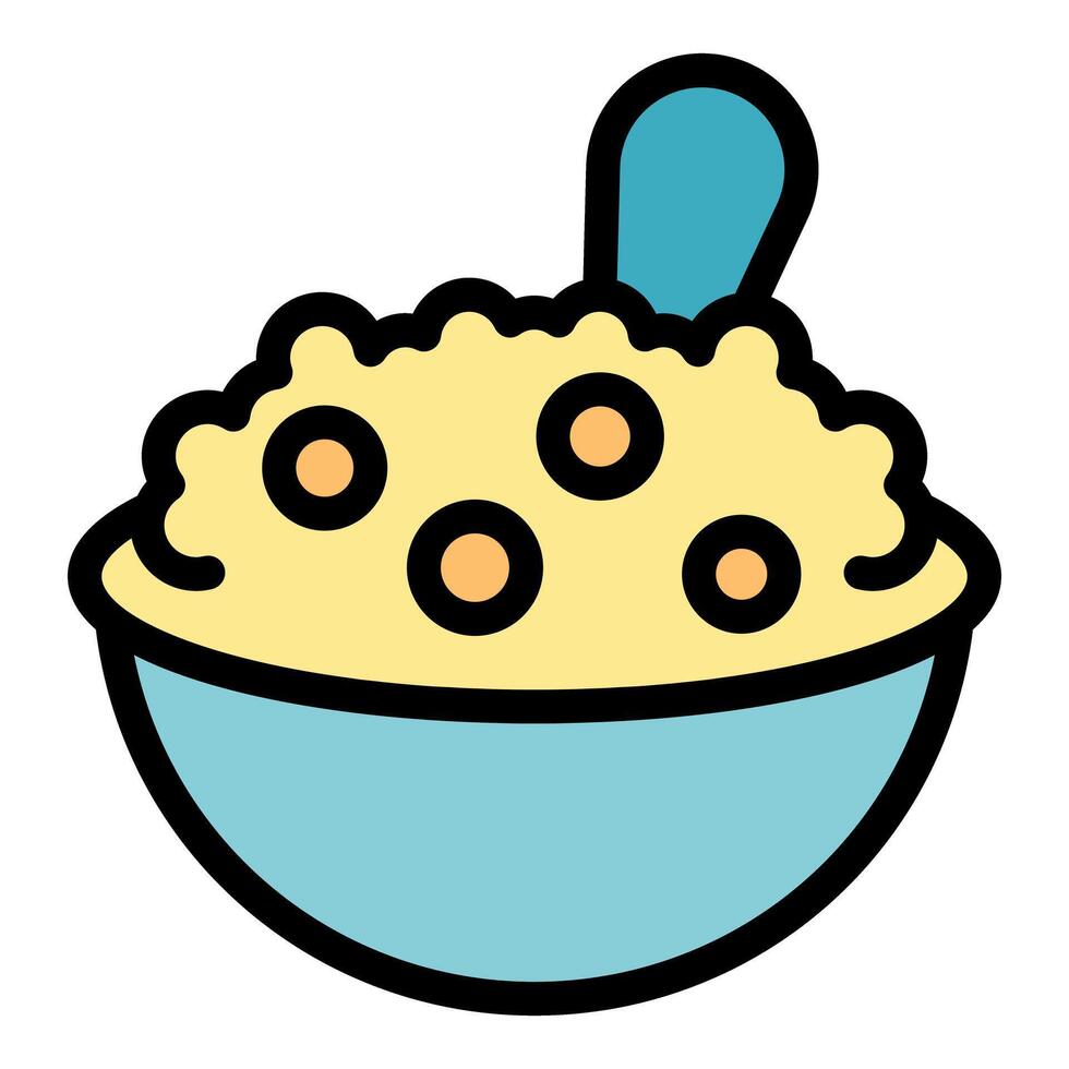 Bowl full of mashed potatoes with butter and spoon representing dinner concept vector