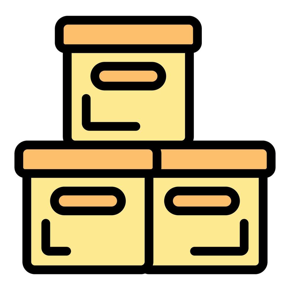 Three cardboard boxes stacked up forming a pyramid shape vector