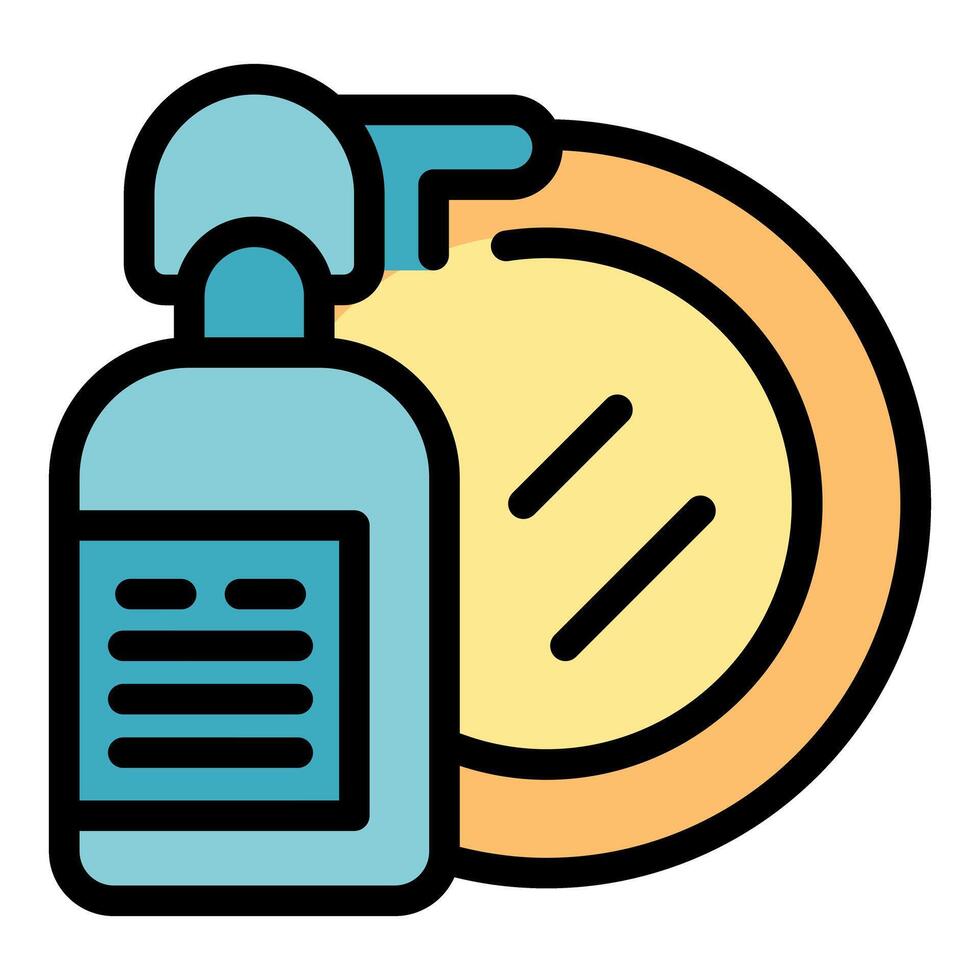 Bottle of soap and sponge dispensing cleaning product vector
