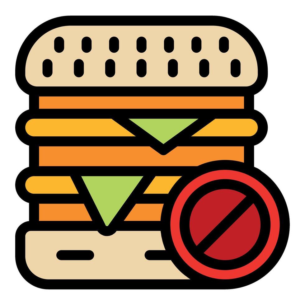 No fast food allowed warning with hamburger meal icon vector