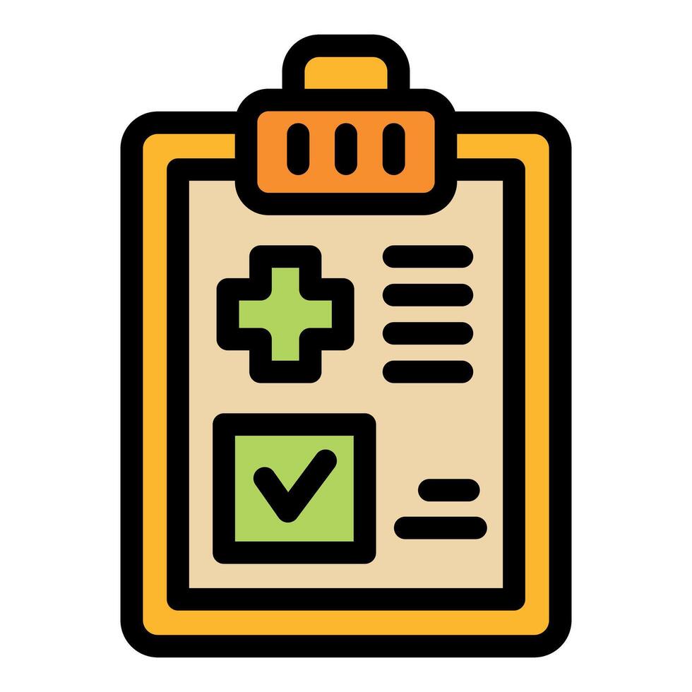 Medical record clipboard showing completed healthcare form with checkmark vector