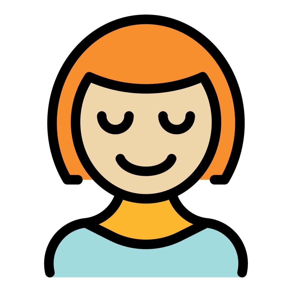 Young woman smiling with eyes closed and relaxed expression cartoon avatar icon vector