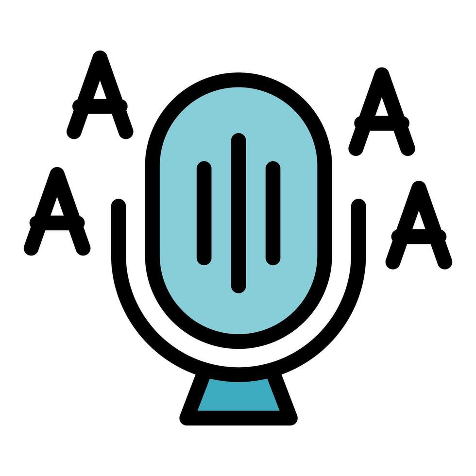 Microphone converting audio waves to text with letters a vector