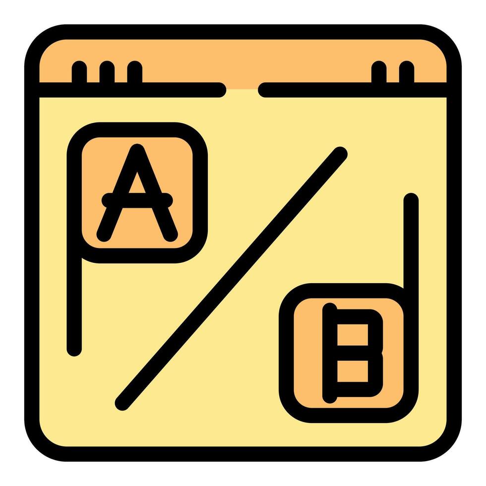 Web page showing ab testing experiment results icon vector