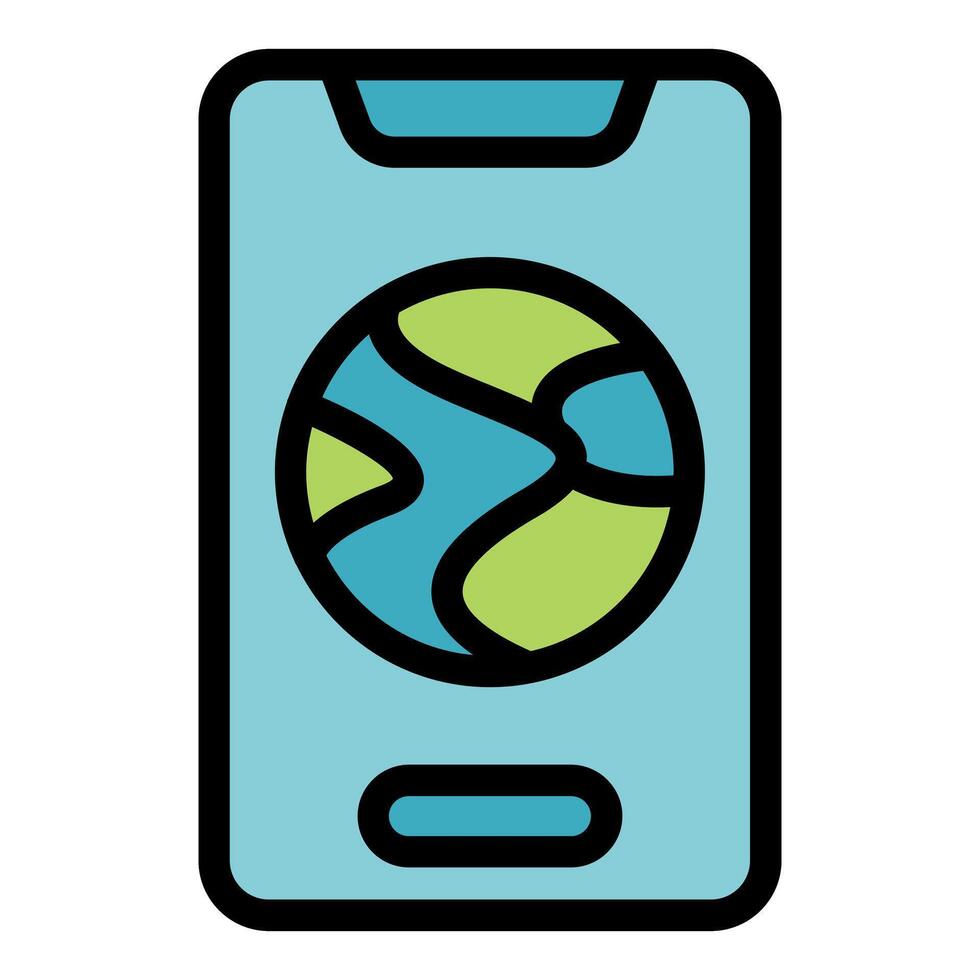 Smartphone showing planet earth icon for global communication vector