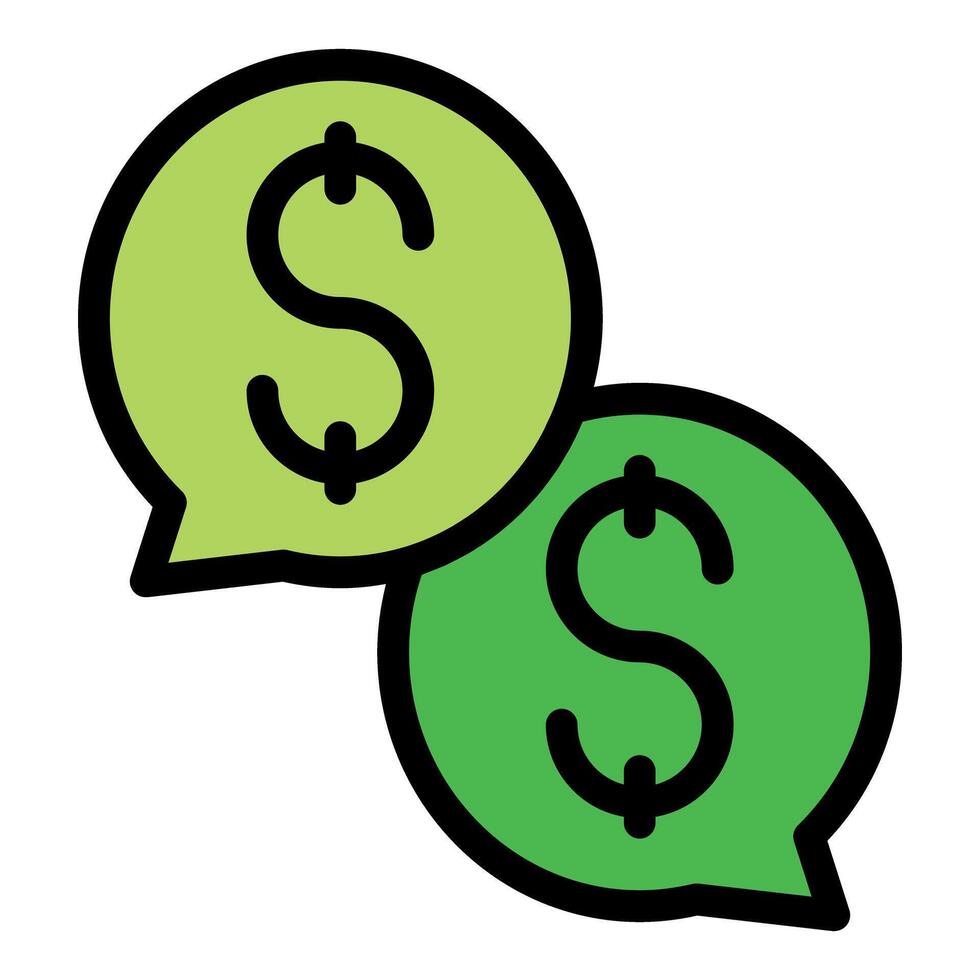 Two green speech bubbles discussing money and finances vector