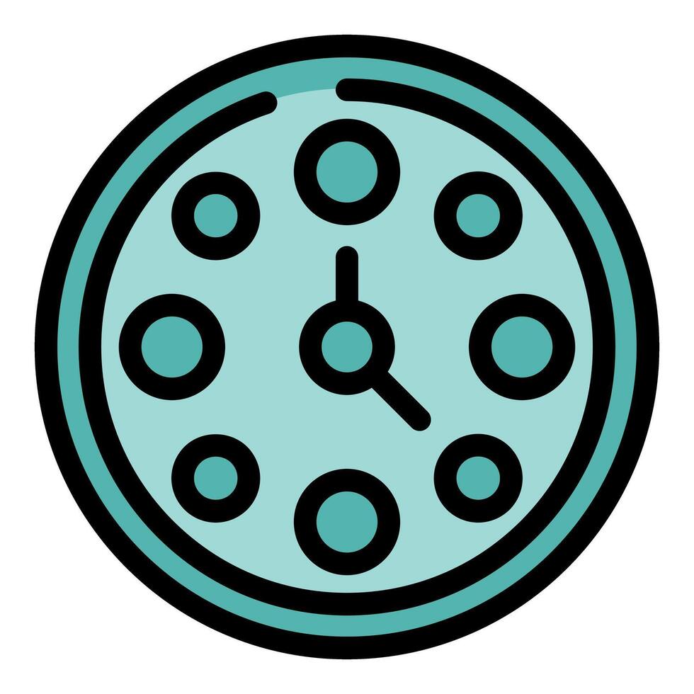 Round clock face telling time with hour and minute hand vector