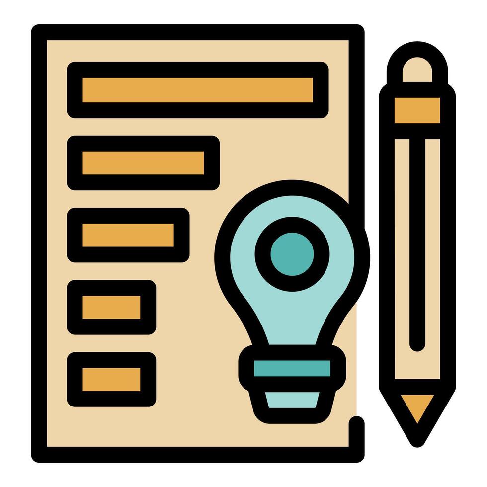 Project management and planning with pencil and light bulb icon vector