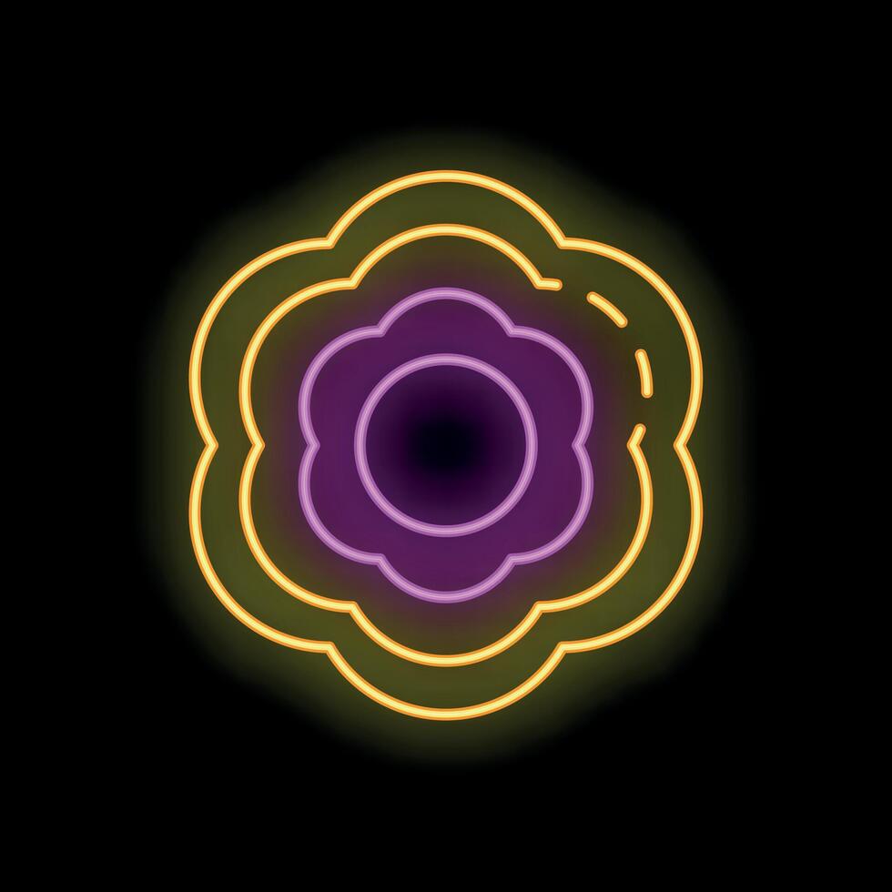 Glowing neon flower shining on black background vector