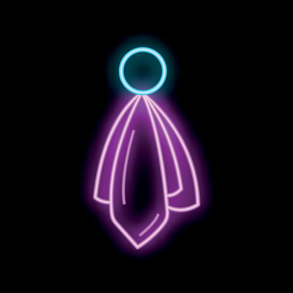 Glowing neon sign depicting hanging towel for hotel or spa business vector