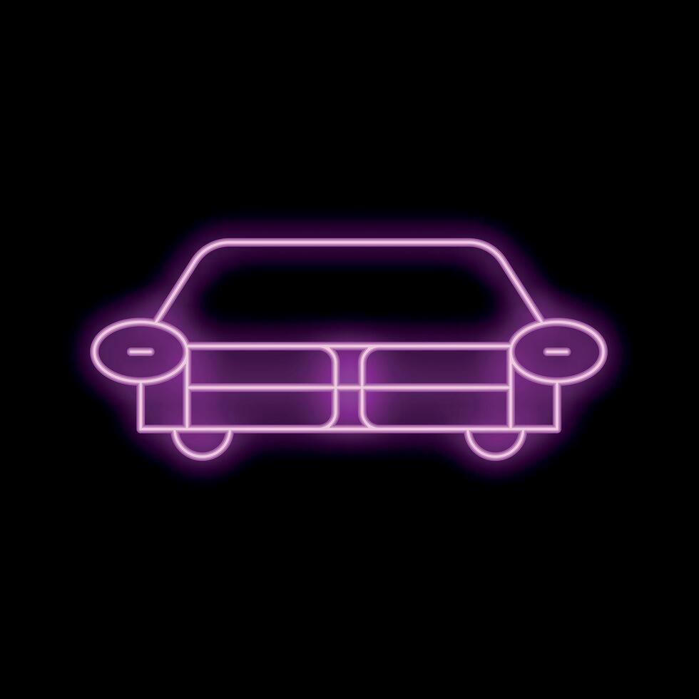 Bright pink neon sign depicting a sofa on a black background vector