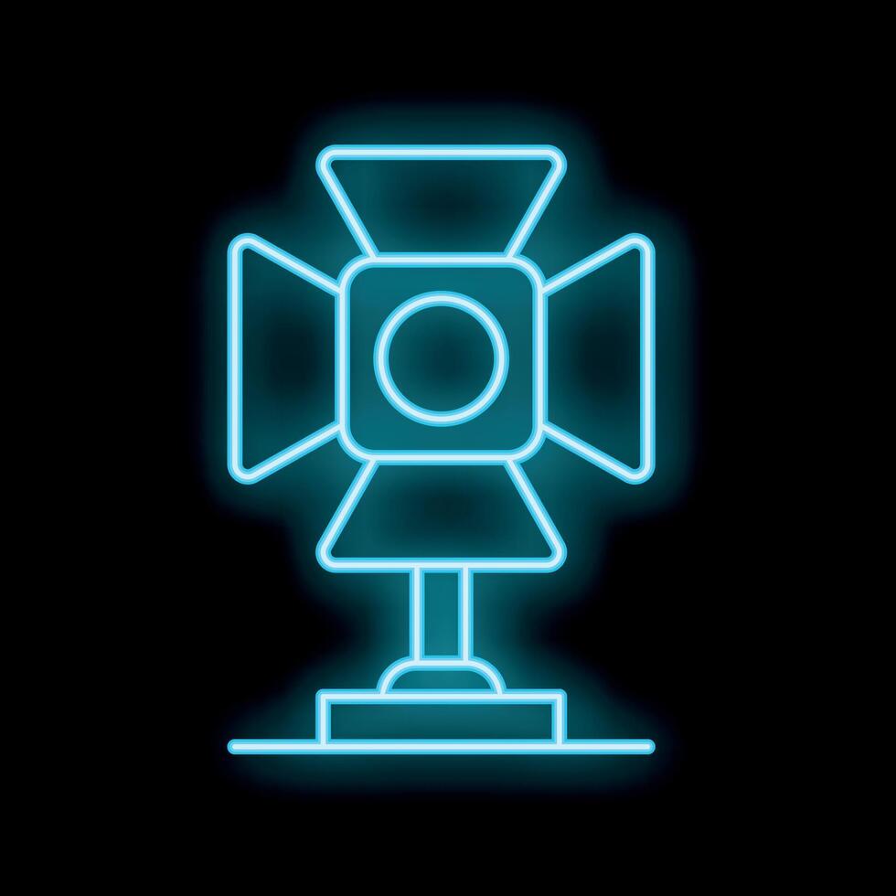 Neon blue studio spotlight shining in the dark vector