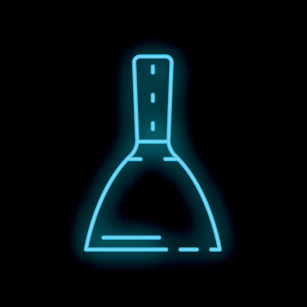 Blue neon sign showing a handbell on a black background vector