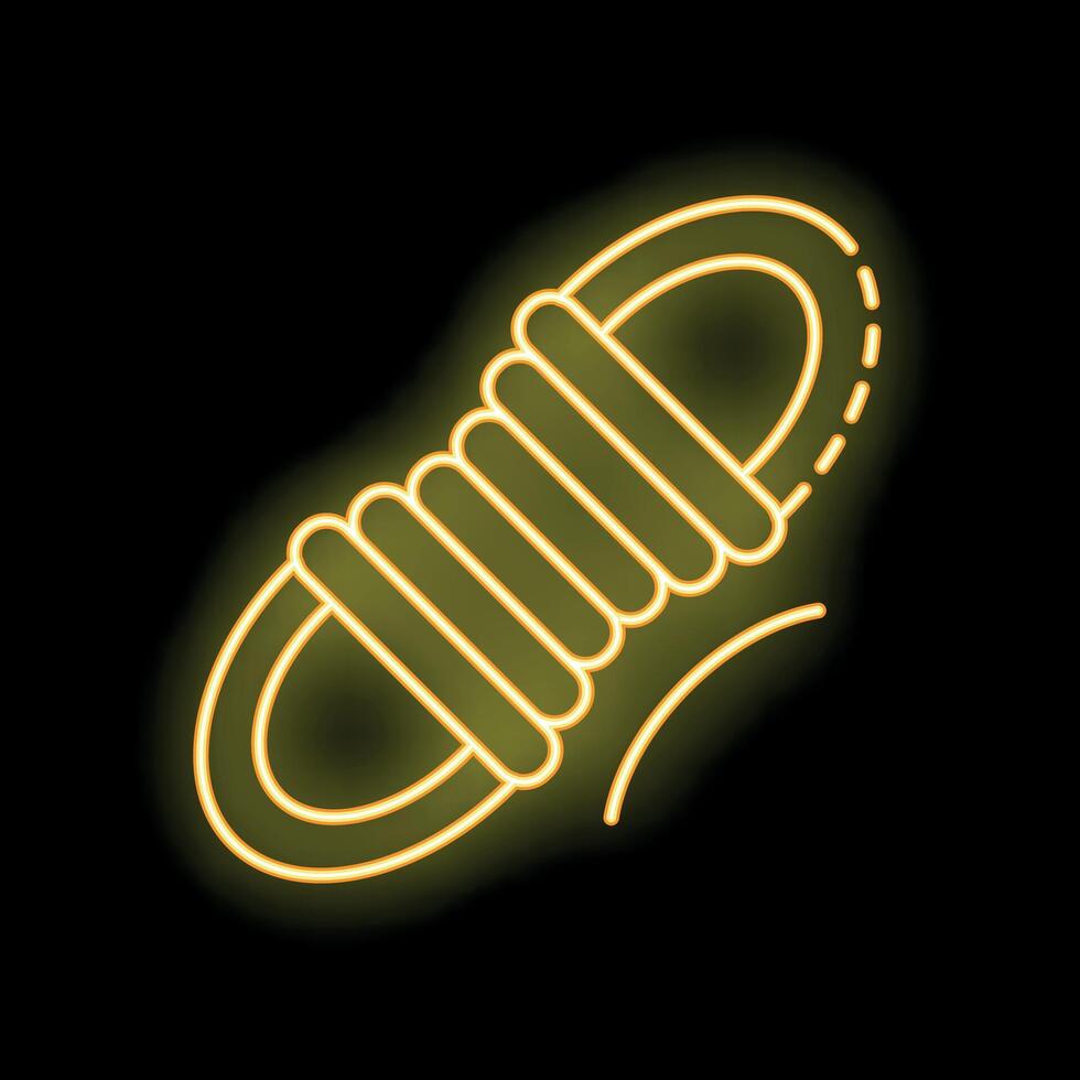 Neon snowshoe icon glowing on dark background vector