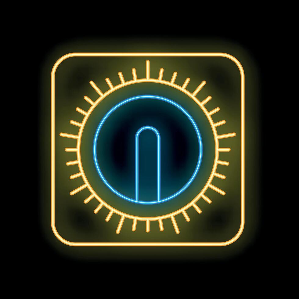 Neon icon of a timer showing almost end of cooking time vector