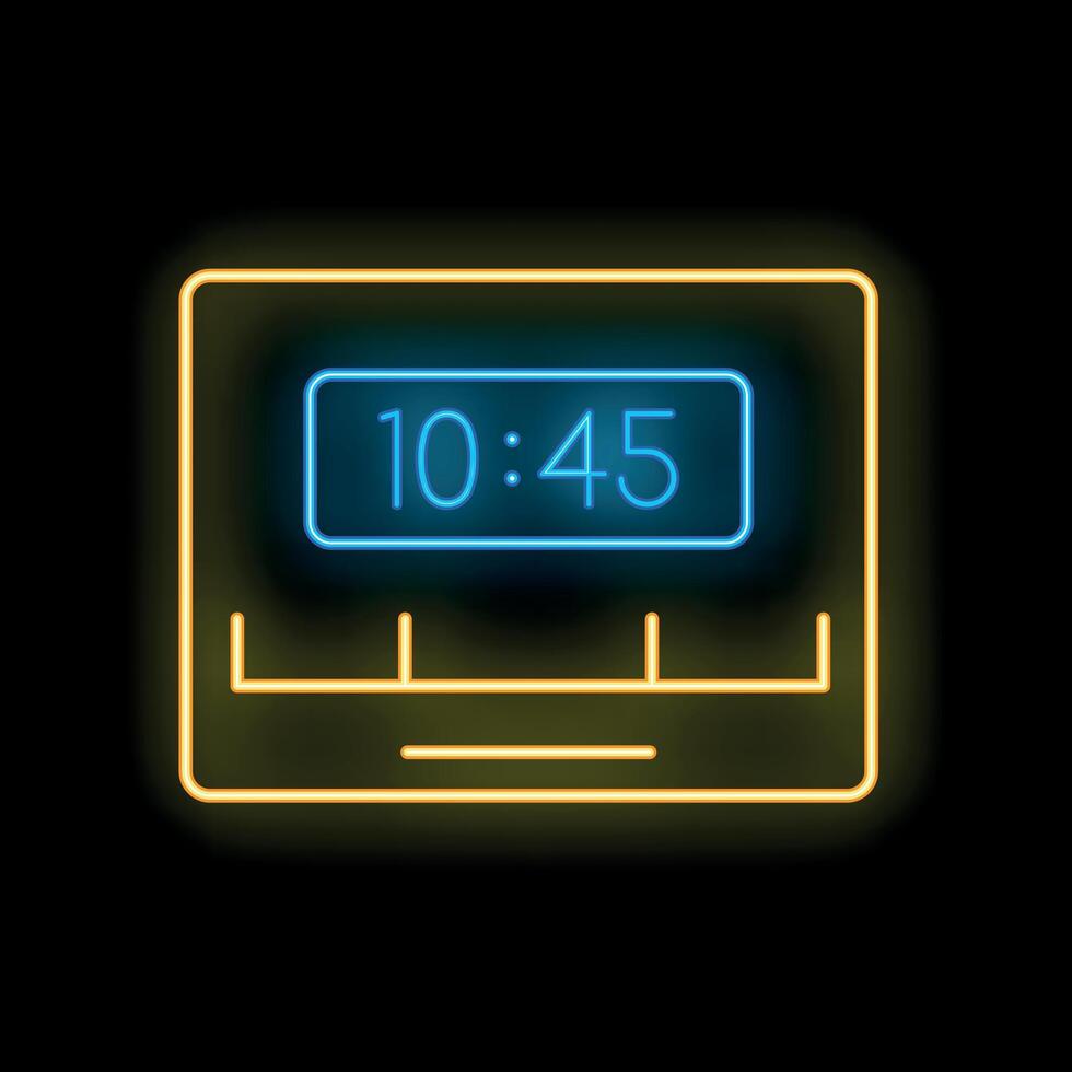 Neon icon of weight scale showing weight loss progress vector