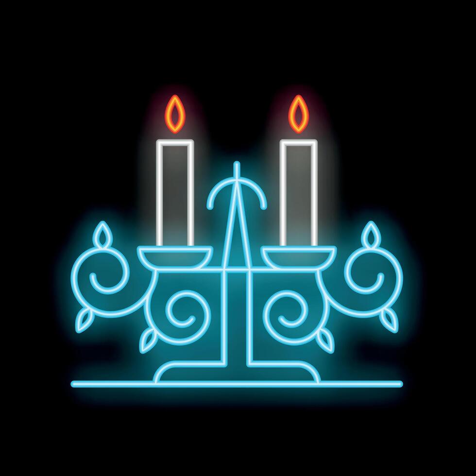 Neon candle holder shining in the dark vector