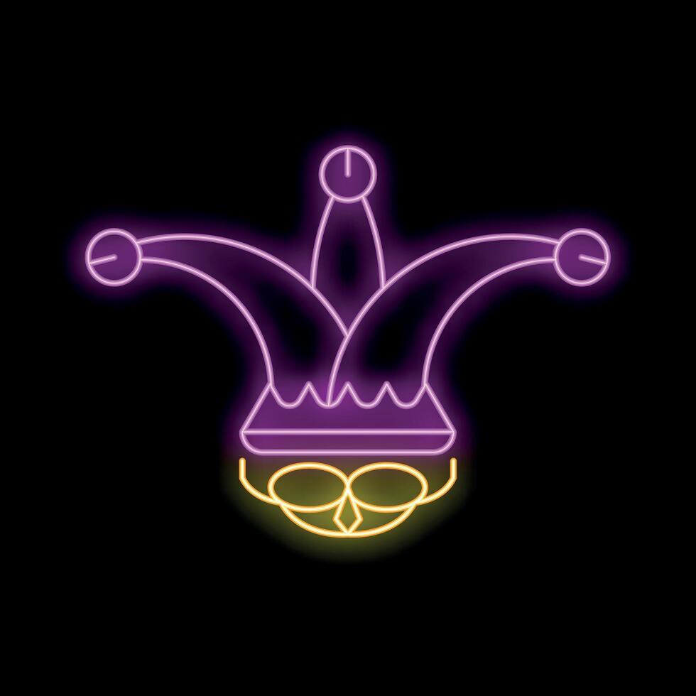 Neon sign representing a jester hat for mardi gras celebration vector