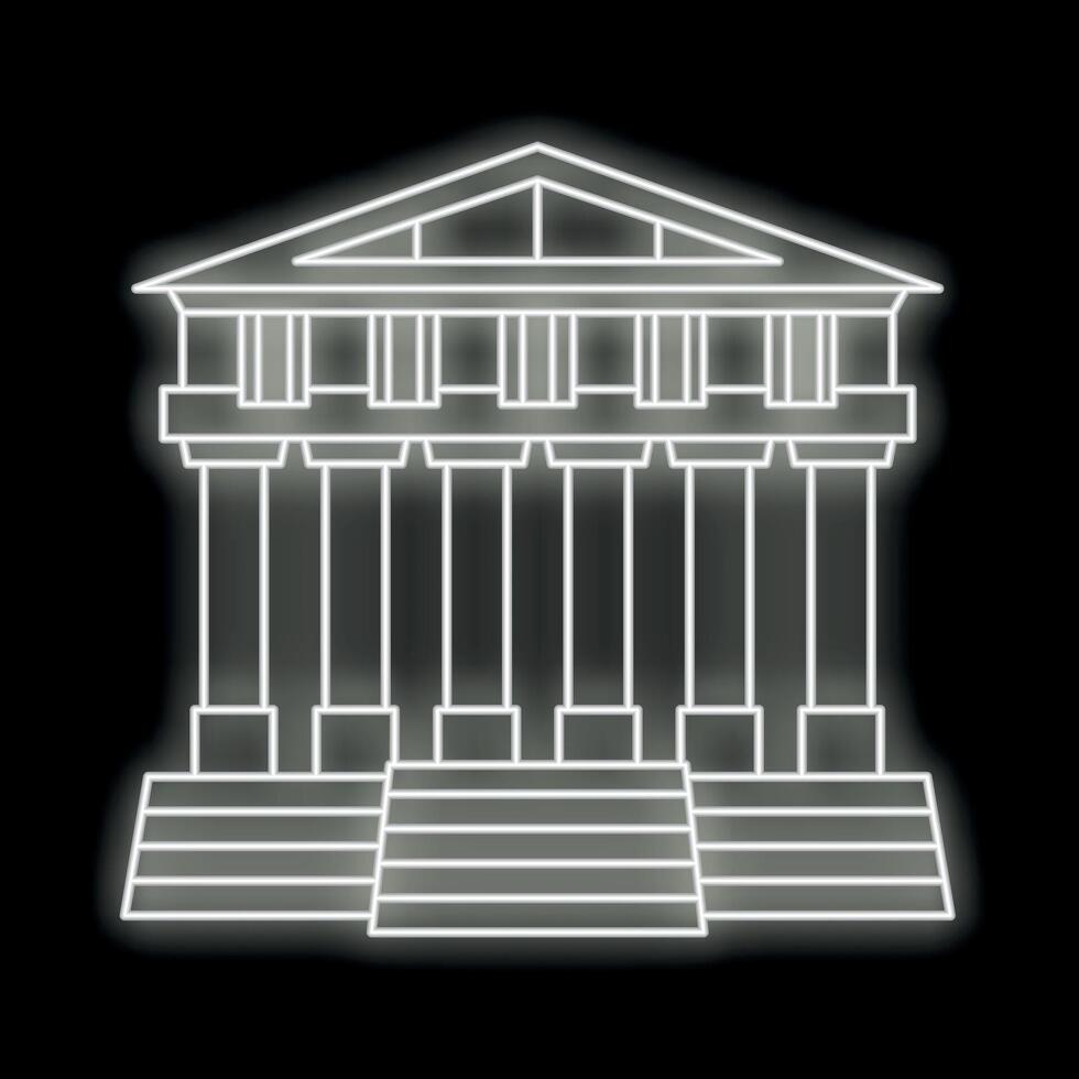 Neon sign depicting a greek temple facade with columns and stairs vector