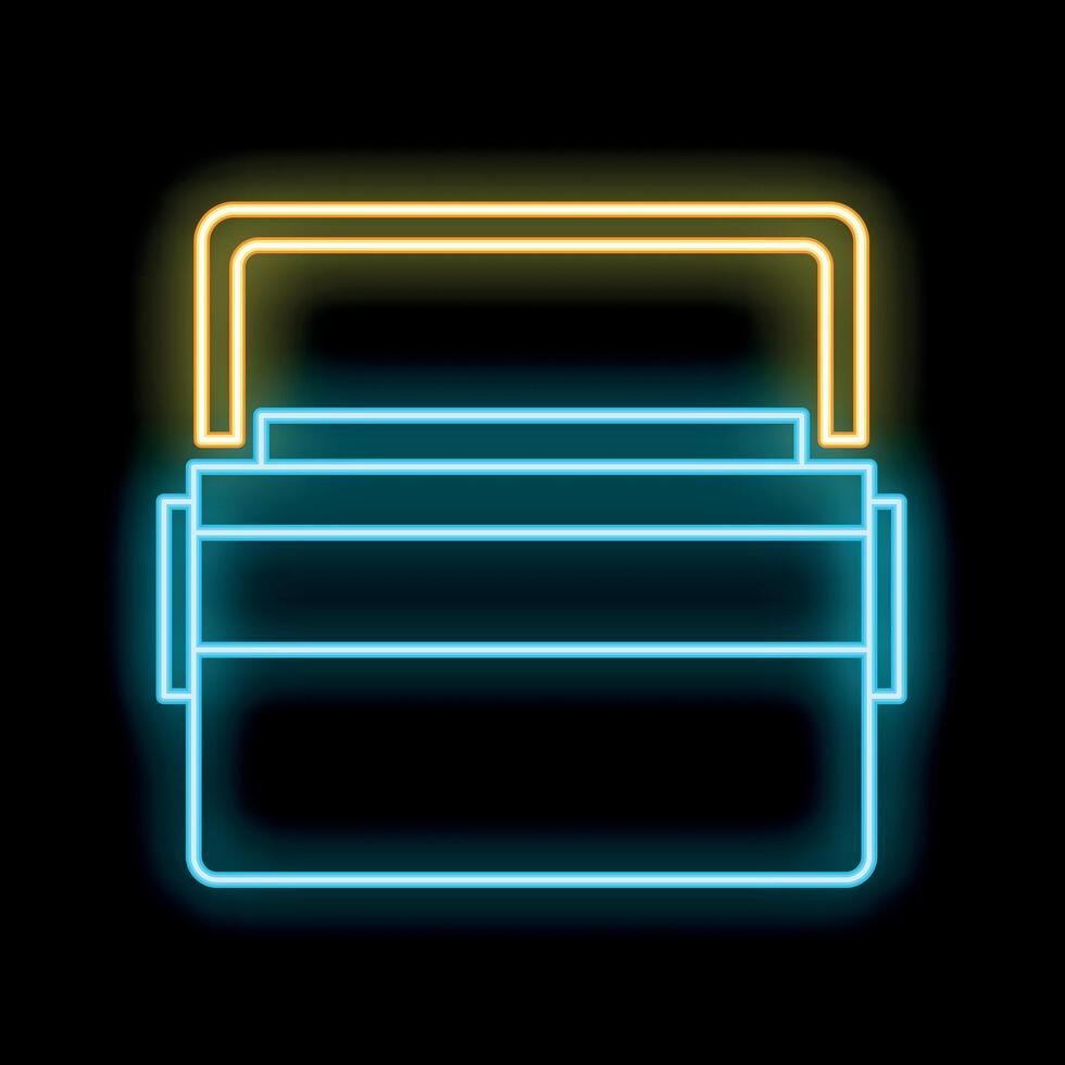 Glowing neon line toolbox icon isolated on black background. Toolbox icon. Vector illustration