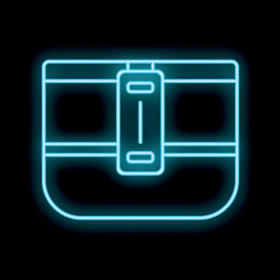 Neon lunch box glowing on dark background vector