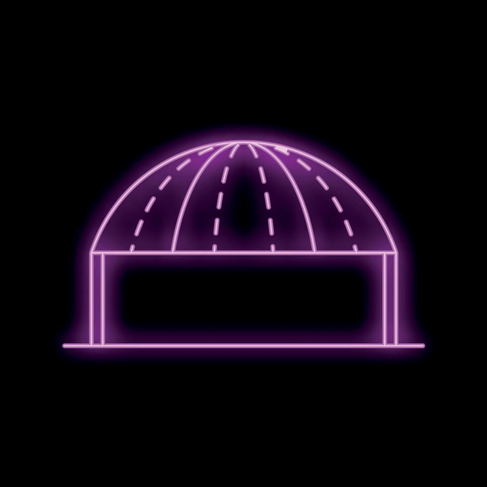 Glowing neon line observatory icon isolated on black background. Vector illustration