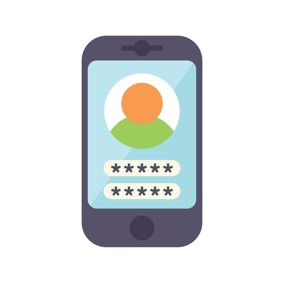 Smartphone displaying user profile and password login screen vector