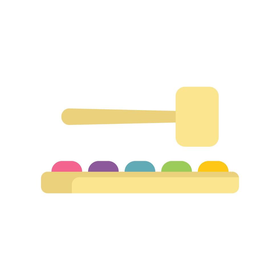 Wooden toy xylophone with hammer for playing music vector