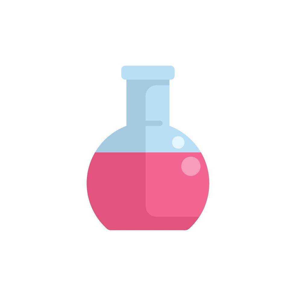 Round bottom flask containing pink liquid icon illustration vector