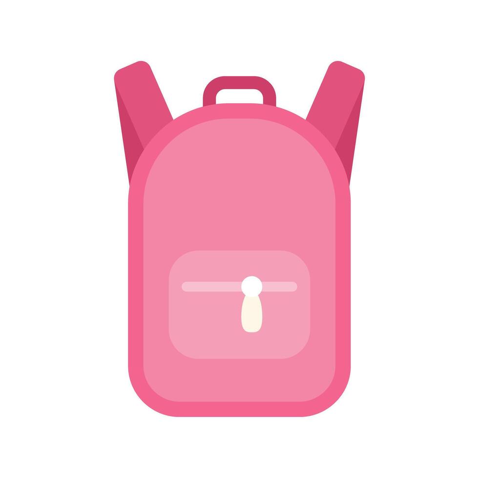 Pink backpack standing up with front pocket showing vector