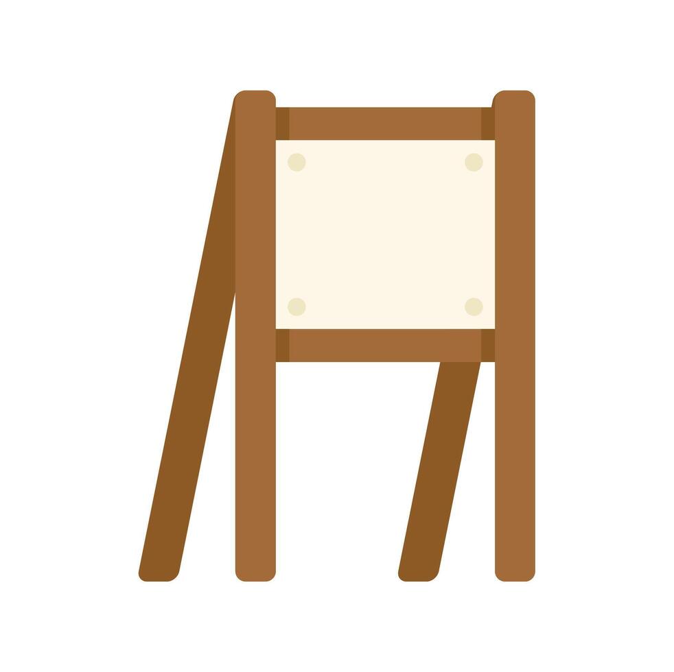Wooden easel with blank canvas standing on floor vector