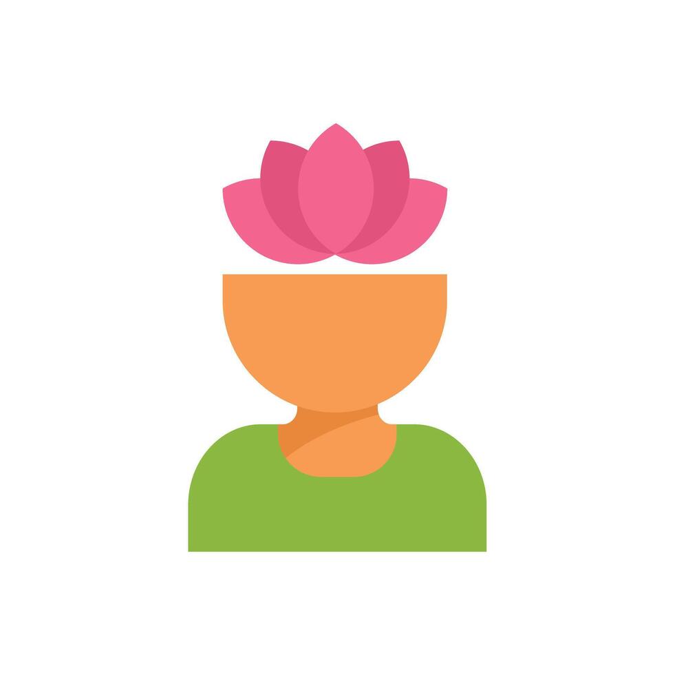 Person experiencing enlightenment with lotus flower growing from head vector