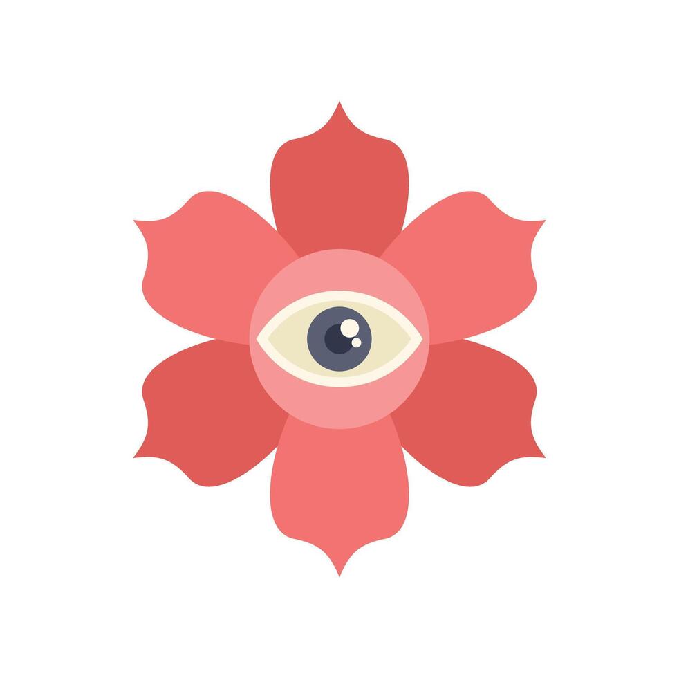 Eye looking from inside a flower representing vision and mystery vector