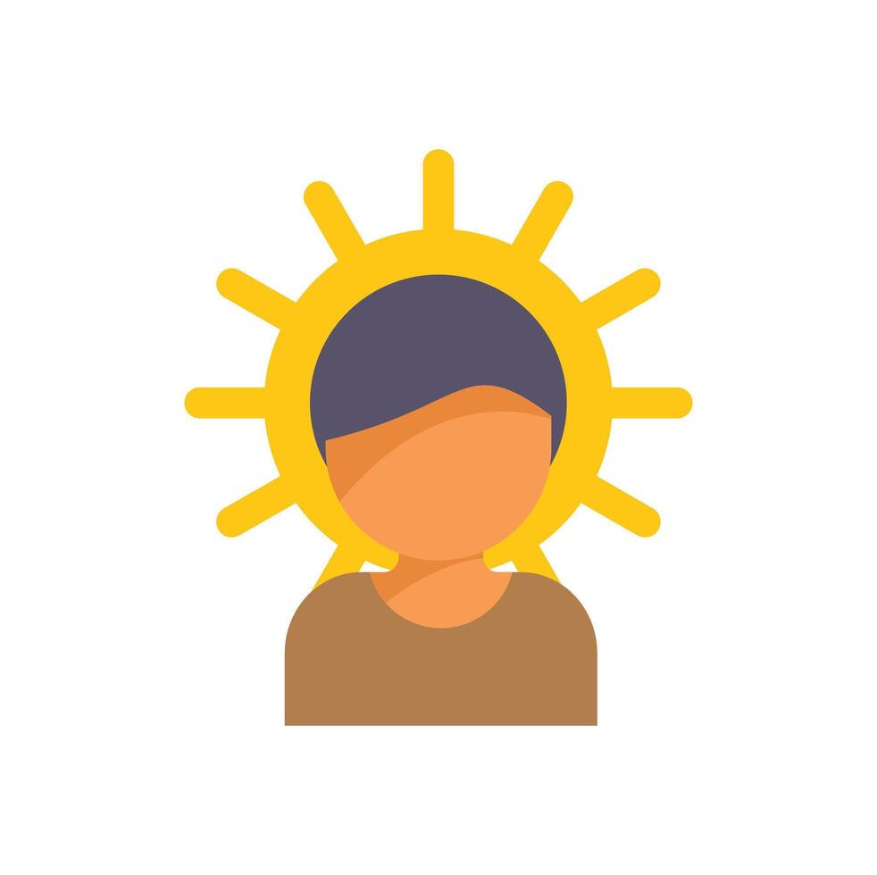 Young man having an idea represented by sun shining over his head vector