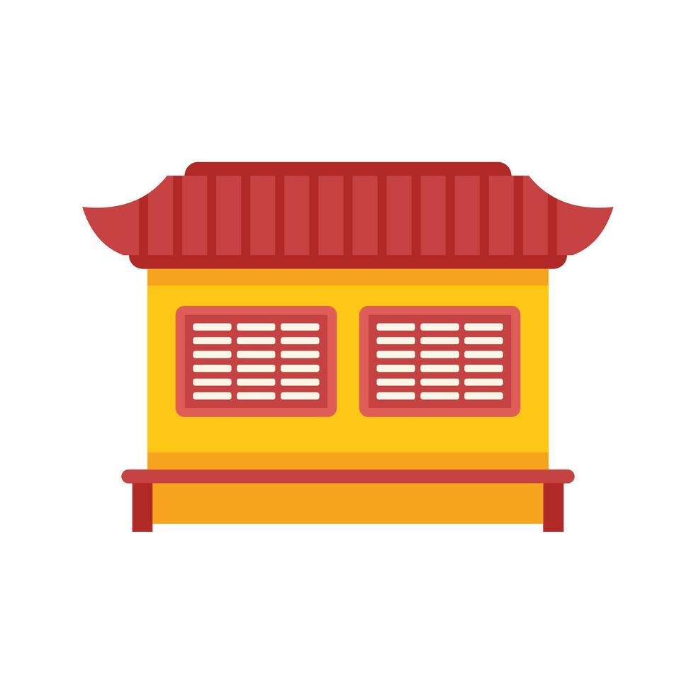 Traditional asian building featuring yellow walls and red roof tiles vector