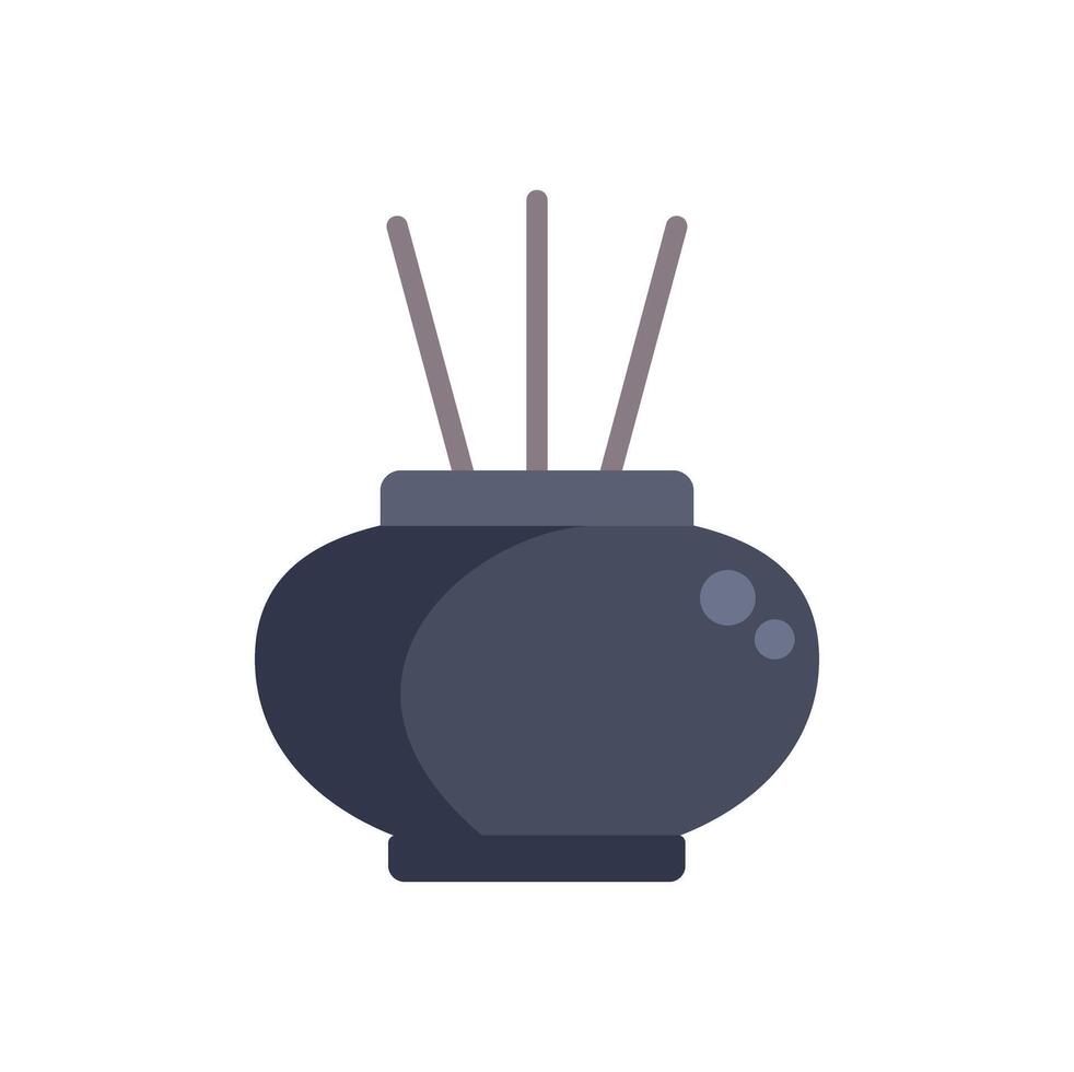 Incense sticks releasing aromatic smoke in a ceramic container vector