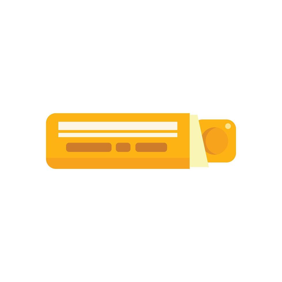 Yellow glue stick lying horizontally with open cap vector