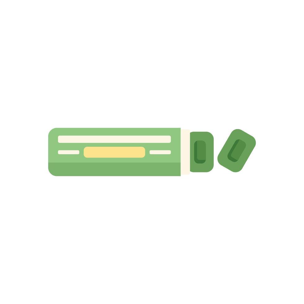 Green inhaler relieving asthma attack with open cap vector