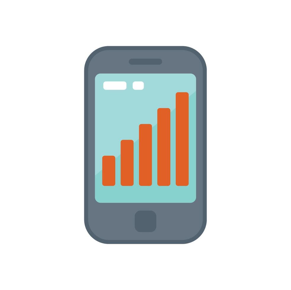 Smartphone showing growing bar chart on screen vector