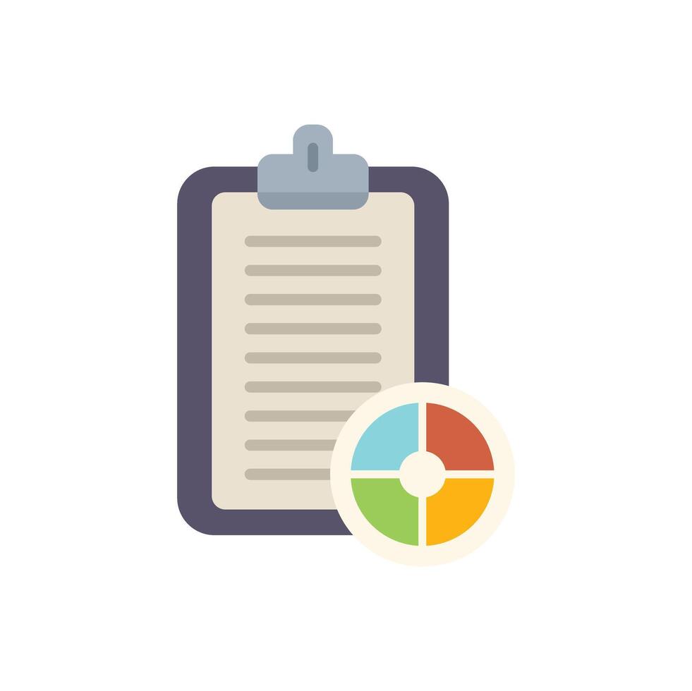 Clipboard showing checklist with pie chart representing business strategy plan vector