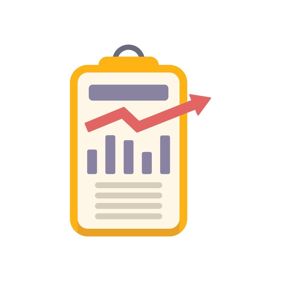 Clipboard showing growing chart describing business success and profit increase vector