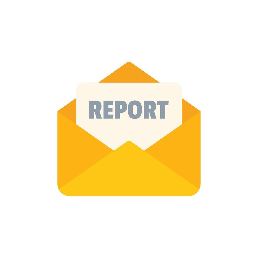 Yellow open envelope containing report document icon vector