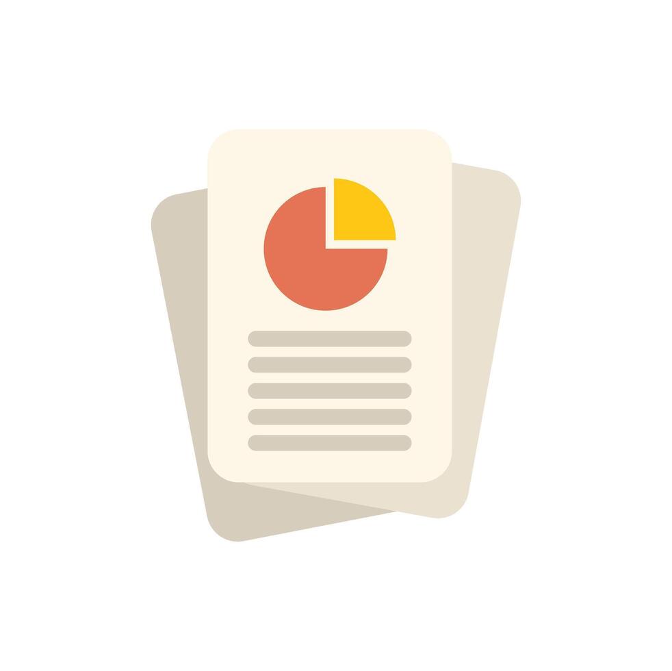 Business report with pie chart and text describing results vector