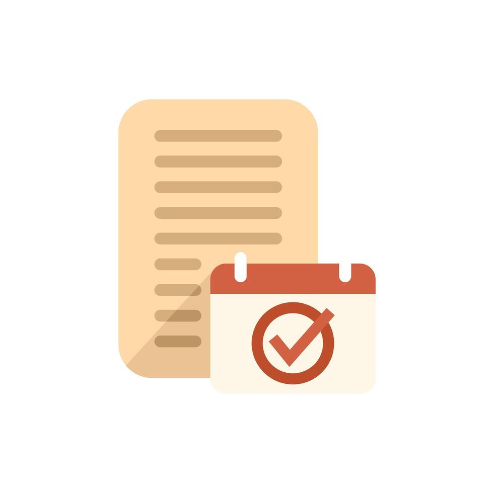 Calendar showing scheduled task with check mark and list of tasks vector