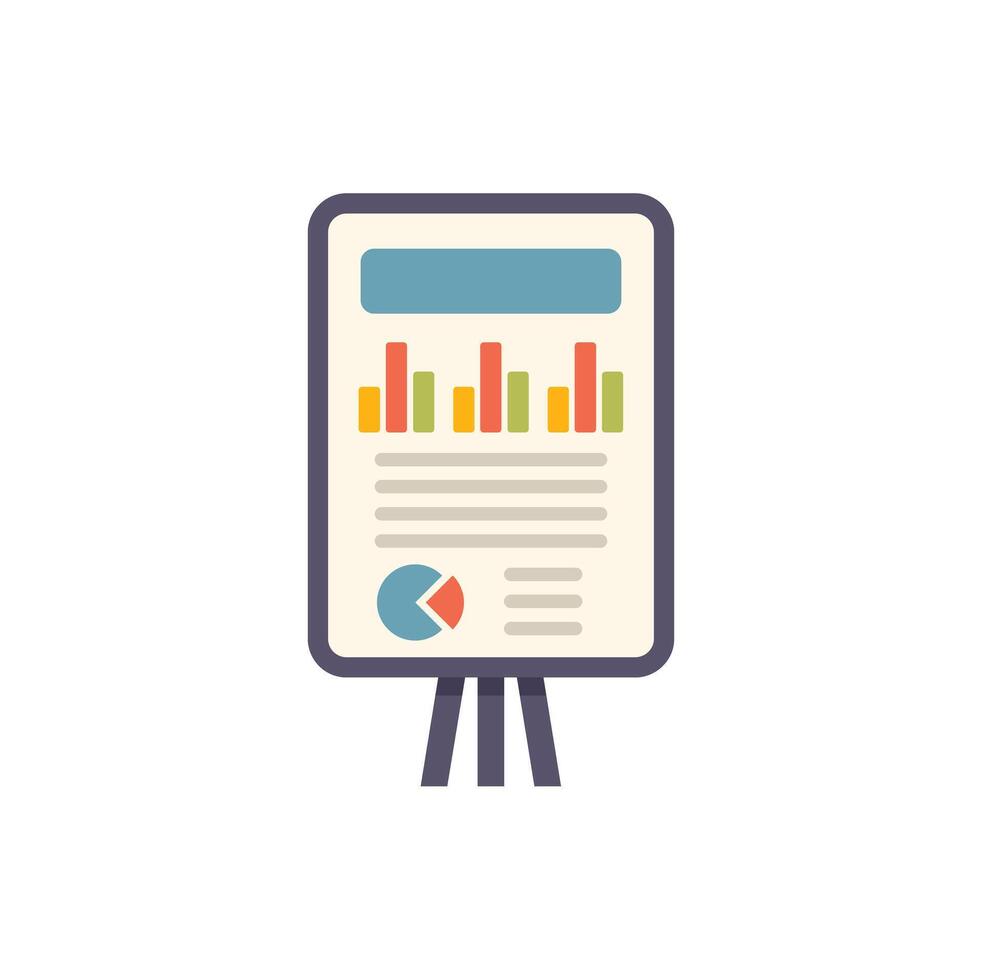 Whiteboard showing statistical business data with charts and graphs vector