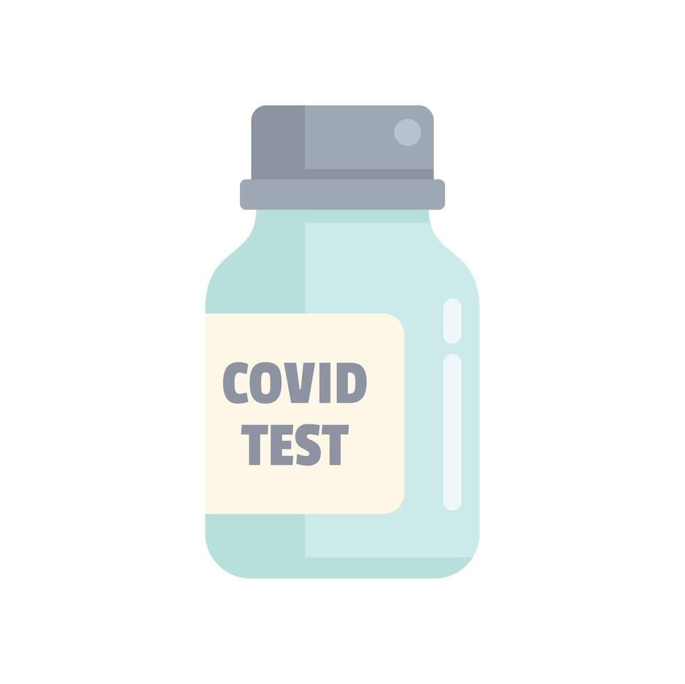 Covid 19 test in a transparent jar with a label saying covid test vector