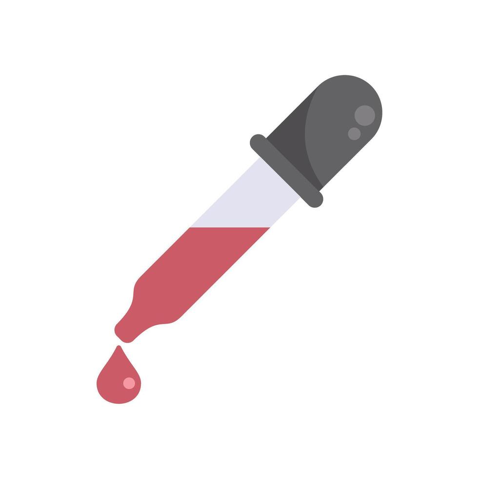 Medical dropper dispensing a single red drop of liquid vector